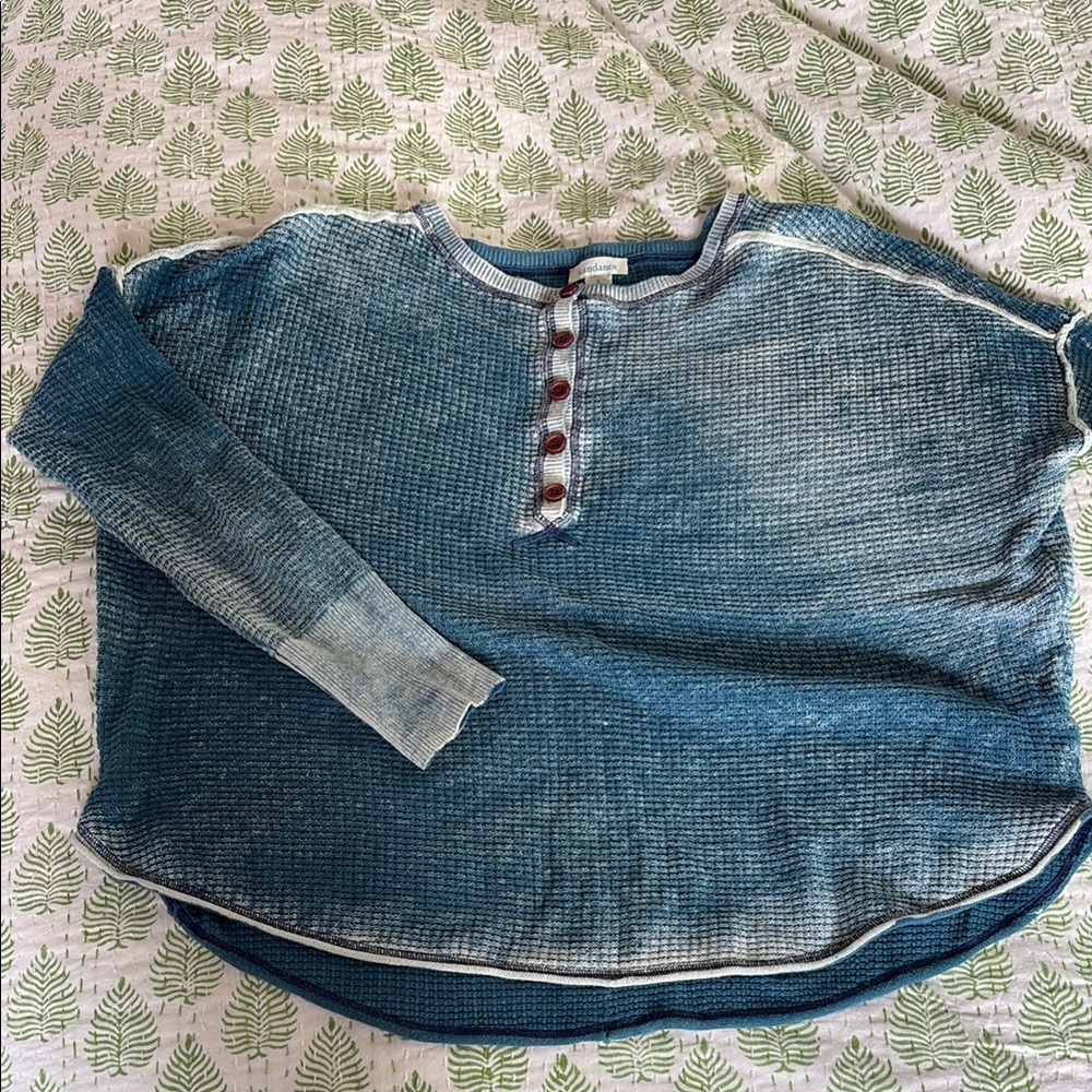 Sundance Gentry Henley Sweater - blue, small